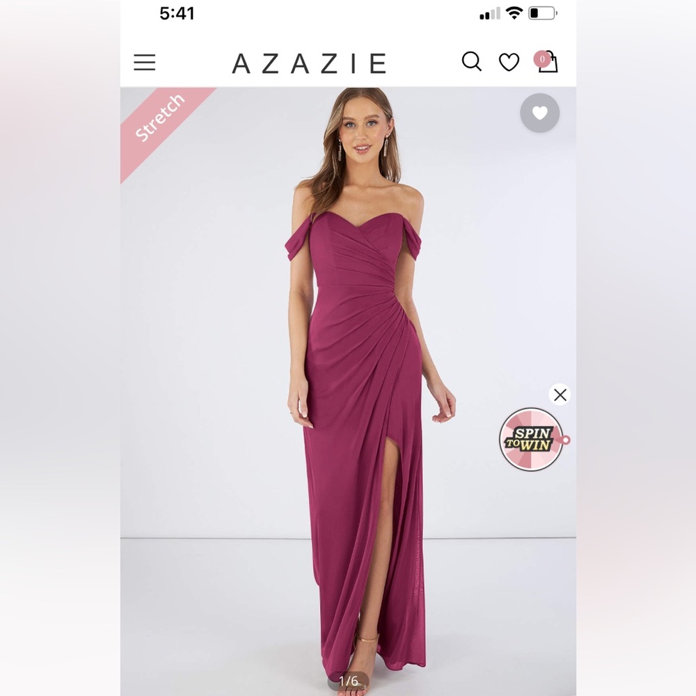 Azazie Off-Shoulder Fuchsia Wedding Dress